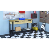 DURAMAX Rove 62 in. W x 24 in. D 3-Drawer Maple Rubberwood Mobile Workbench with Solid Wood Top