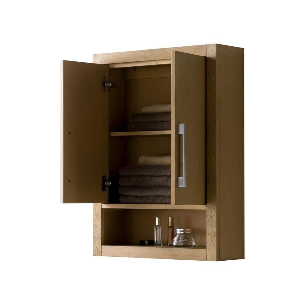 Vanity Art 24 in. W x 8 in. D x 33 in. H Bathroom Storage Wall Cabinet in Natural Oak/BN
