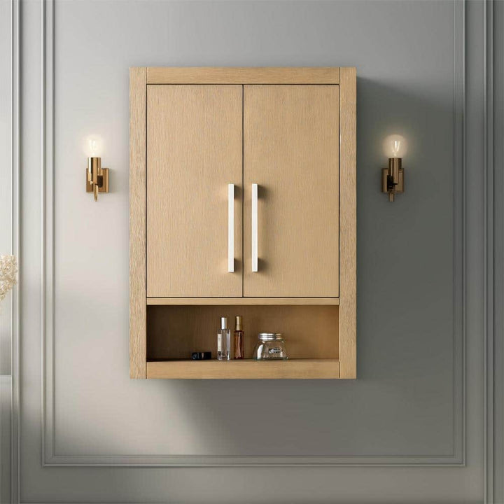 Vanity Art 24 in. W x 8 in. D x 33 in. H Bathroom Storage Wall Cabinet in Natural Oak/BN