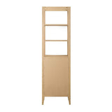 Vanity Art 21 in. W x 17 in. D x 72 in. H Brown MDF Floor Standing Linen Cabinet with Soft Close Door in Natural Oak/BN