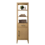 Vanity Art 21 in. W x 17 in. D x 72 in. H Brown MDF Floor Standing Linen Cabinet with Soft Close Door in Natural Oak/BN