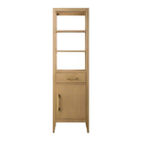 Vanity Art 21 in. W x 17 in. D x 72 in. H Brown MDF Floor Standing Linen Cabinet with Soft Close Door in Natural Oak/GB