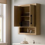 Vanity Art 24 in. W x 8 in. D x 33 in. H Bathroom Storage Wall Cabinet in Natural Oak/MB