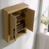 Vanity Art 24 in. W x 8 in. D x 33 in. H Bathroom Storage Wall Cabinet in Natural Oak/MB