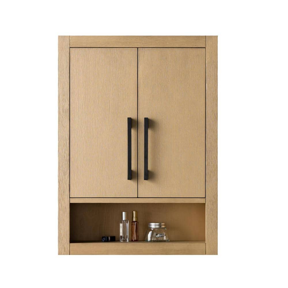 Vanity Art 24 in. W x 8 in. D x 33 in. H Bathroom Storage Wall Cabinet in Natural Oak/MB