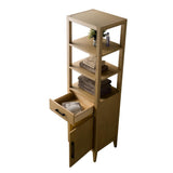 Vanity Art 21 in. W x 17 in. D x 72 in. H Brown MDF Floor Standing Linen Cabinet with Soft Close Door in Natural Oak/MB