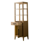Vanity Art 21 in. W x 17 in. D x 72 in. H Brown MDF Floor Standing Linen Cabinet with Soft Close Door in Natural Oak/MB