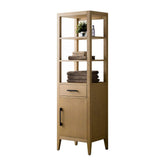 Vanity Art 21 in. W x 17 in. D x 72 in. H Brown MDF Floor Standing Linen Cabinet with Soft Close Door in Natural Oak/MB