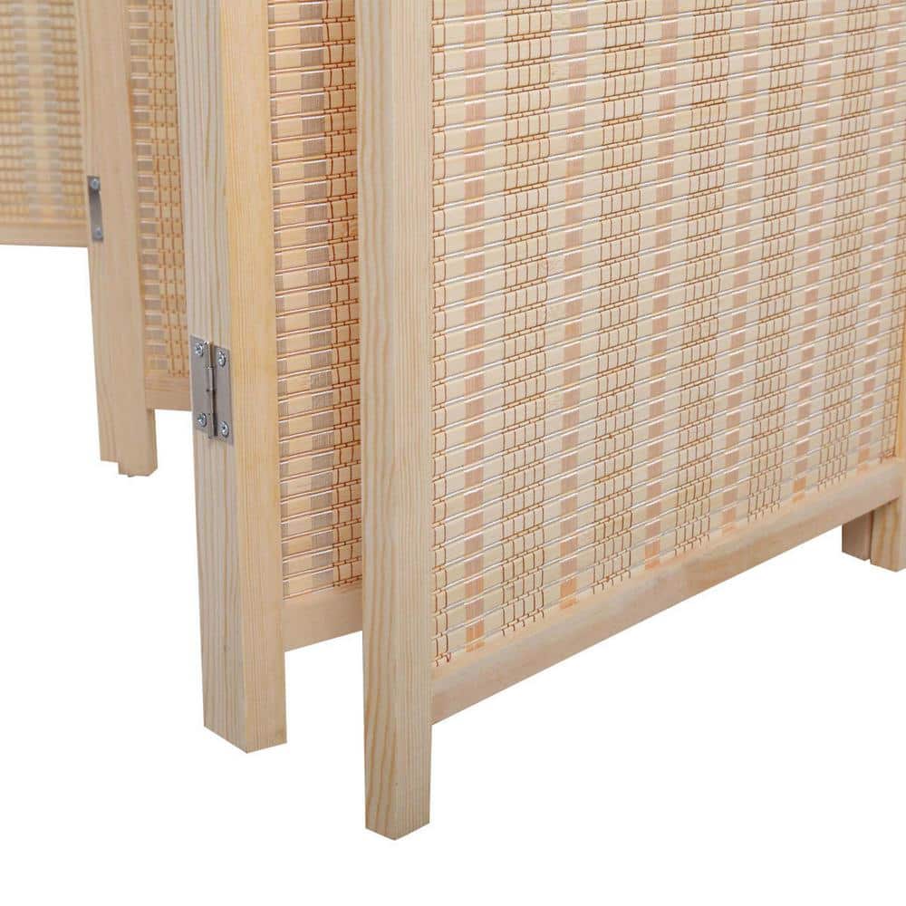 6 ft. Natural Tall Room Divider Weave Fiber Folding Privacy Screens (6-Panel)