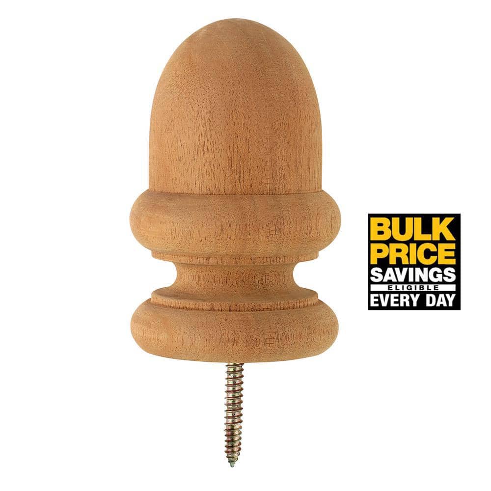 Protectyte 3.5 in. x 3.5 in. 4x4 Mahogany Kiln-Dried Acorn Post Cap Finial