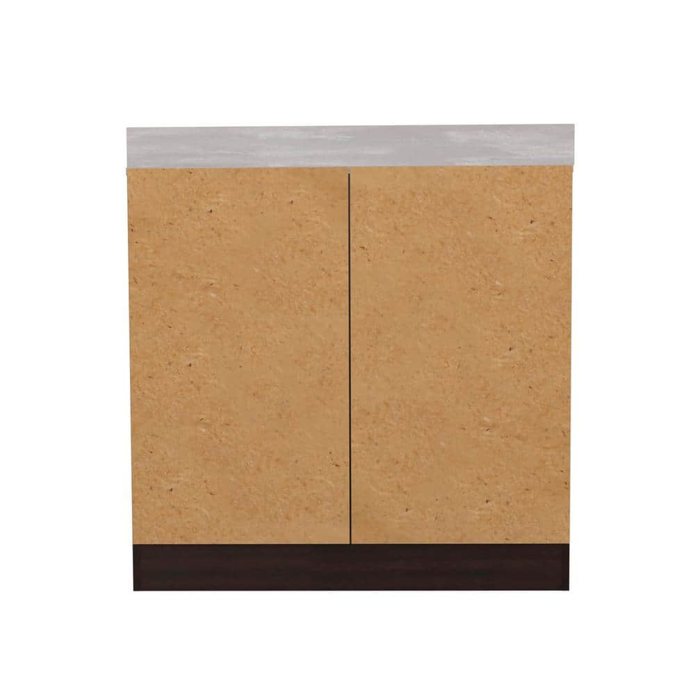 Inval 36.02 in. W x 19.69 in. D x 37.80 in. H Natural Stone/Espresso Ready to Assemble Wood Breakroom Base Kitchen Cabinet