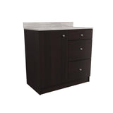 Inval 36.02 in. W x 19.69 in. D x 37.80 in. H Natural Stone/Espresso Ready to Assemble Wood Breakroom Base Kitchen Cabinet