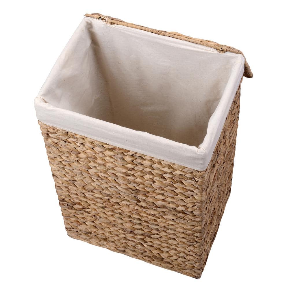 Villacera 26 in. H Portable Handmade Water Hyacinth Wicker Laundry Hamper with Lid in Natural (2-Pack)