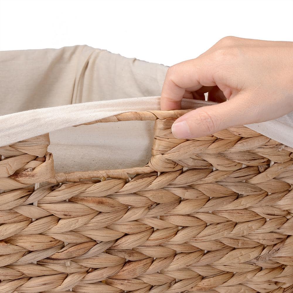 Villacera 26 in. H Portable Handmade Water Hyacinth Wicker Laundry Hamper with Lid in Natural (2-Pack)