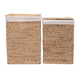 Villacera 26 in. H Portable Handmade Water Hyacinth Wicker Laundry Hamper with Lid in Natural (2-Pack)