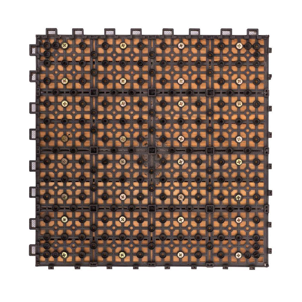 Outdoor 1 ft. x 1 ft. Wood Deck Tile in Brown (Set of 10 Tiles)
