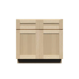 LIFEART CABINETRY Lancaster Shaker Assembled 36 in. x 34.5 in. x 24 in. Base Cabinet with 2-Doors and 2-Drawers in Natural Wood