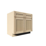 LIFEART CABINETRY Lancaster Shaker Assembled 36 in. x 34.5 in. x 24 in. Base Cabinet with 2-Doors and 2-Drawers in Natural Wood