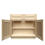 LIFEART CABINETRY 42 in. x 34.5 in. x 24 in. Lancaster Shaker Assembled Base Cabinet with 2-Doors and 2-Drawers in Natural Wood
