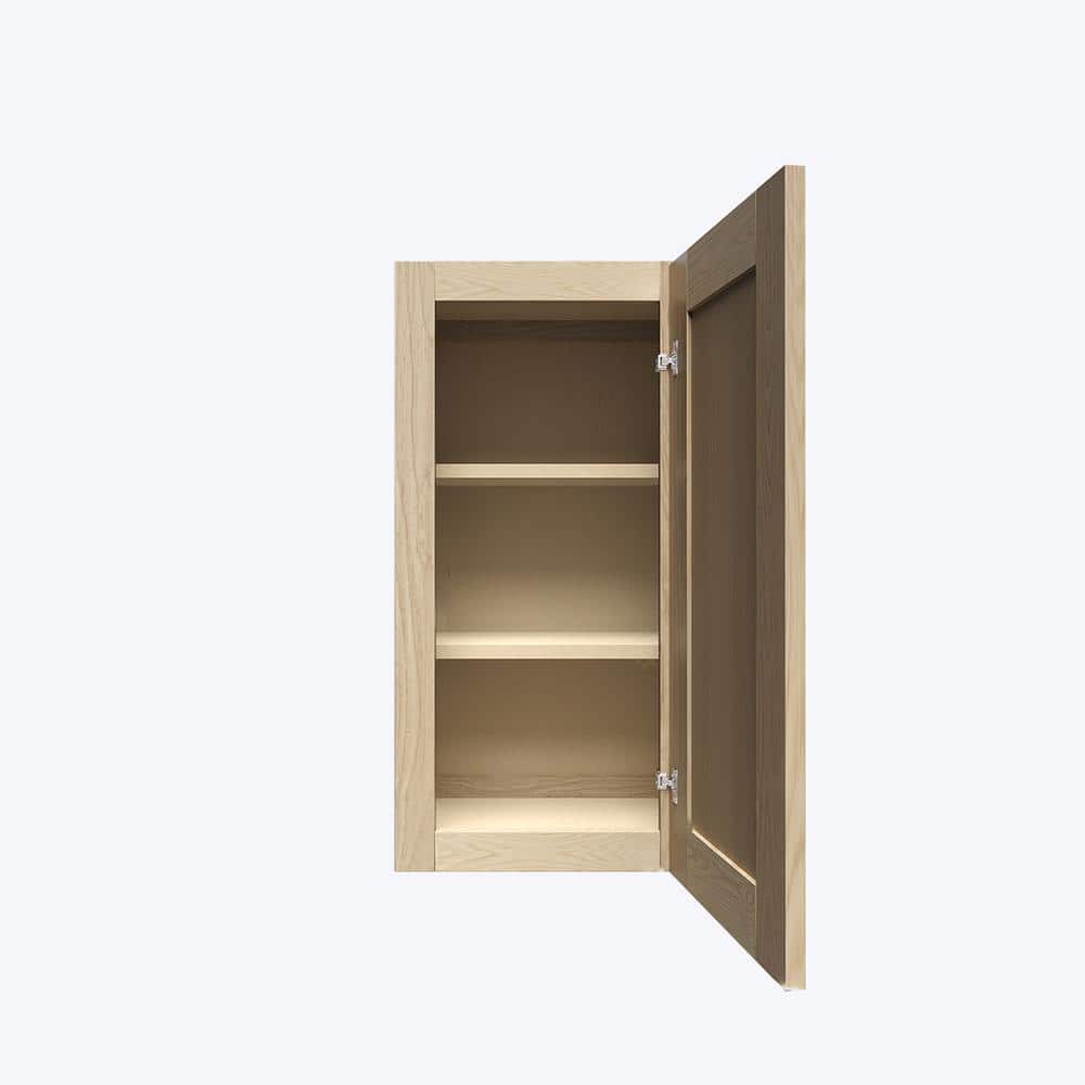 LIFEART CABINETRY Lancaster Shaker Assembled 9 in. x 30 in. x 12 in. Wall Cabinet with 1-Door in Natural Wood