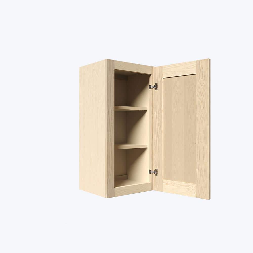 LIFEART CABINETRY Lancaster Shaker Assembled 9 in. x 30 in. x 12 in. Wall Cabinet with 1-Door in Natural Wood