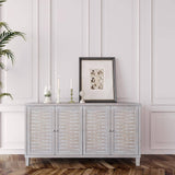 FUNKOL 59.84 in. x 15.75 in. x 31.5 in. MDF Freestanding Ready to Assemble Base Storage Cabinet in Natural Wood with 4Doors