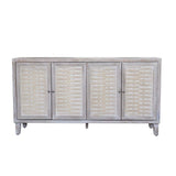 FUNKOL 59.84 in. x 15.75 in. x 31.5 in. MDF Freestanding Ready to Assemble Base Storage Cabinet in Natural Wood with 4Doors