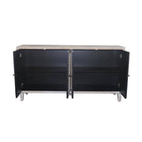 FUNKOL 59.84 in. x 15.75 in. x 31.5 in. MDF Freestanding Ready to Assemble Base Storage Cabinet in Natural Wood with 4Doors