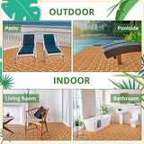 Yangming 12 in. W x 12 in. L Square Patio Natural Color Wood Interlocking Flooring Deck Tiles Mosaic Pattern (27-Pack)