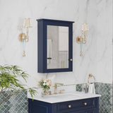 ANGELES HOME 24 in. W x 30 in. H Medium Rectangular Navy Blue Solid Wood Frame Surface Mount Soft Close Medicine Cabinet with Mirror