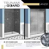 ANZZI HERALD Series 48 in. W x 58 in. H Frameless Hinged Tub Door, Brushed Nickel, with Towel Bar & Handle