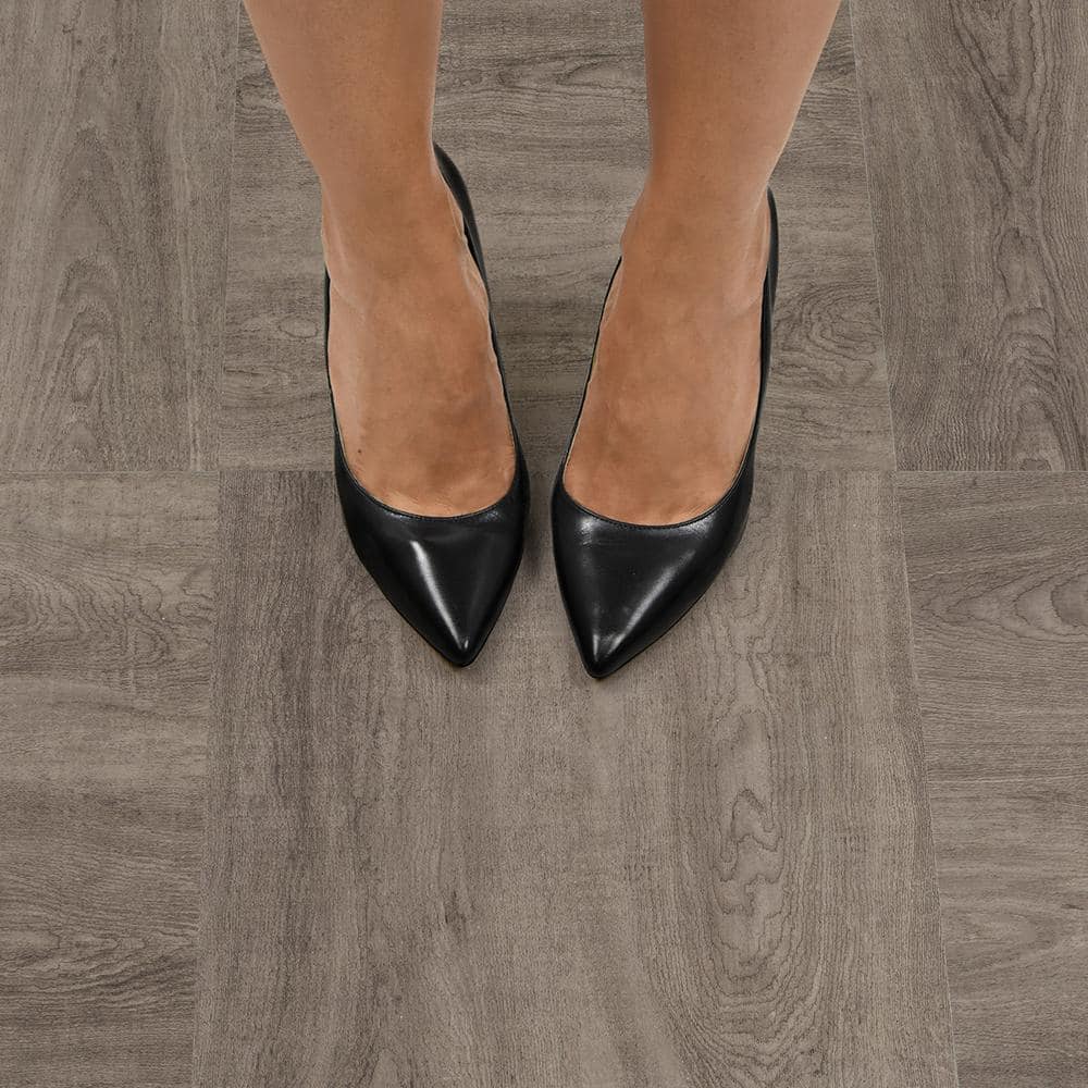 FloorPops Bungalow 12 in. W x 12 in. L Peel and Stick Floor Vinyl Tiles, Grey Wood Look (20 Tiles, 20 sq. ft. Case)