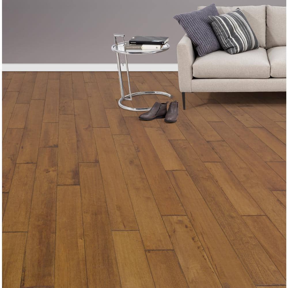 ASPEN FLOORING Newbury Caucho Wood 3/4 in. T x 4.5 in. W Light Distressed Solid Hardwood Flooring (21.82 sqft/case)