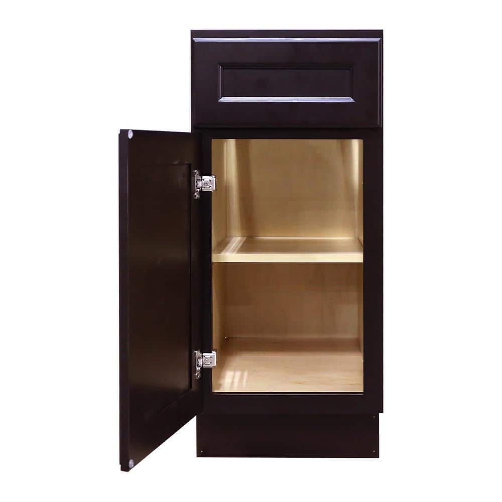 LIFEART CABINETRY LaPort Assembled 9 in. x 34.5 in. x 24 in. Base Cabinet with 1 Door and 1 Drawer in Dark Espresso