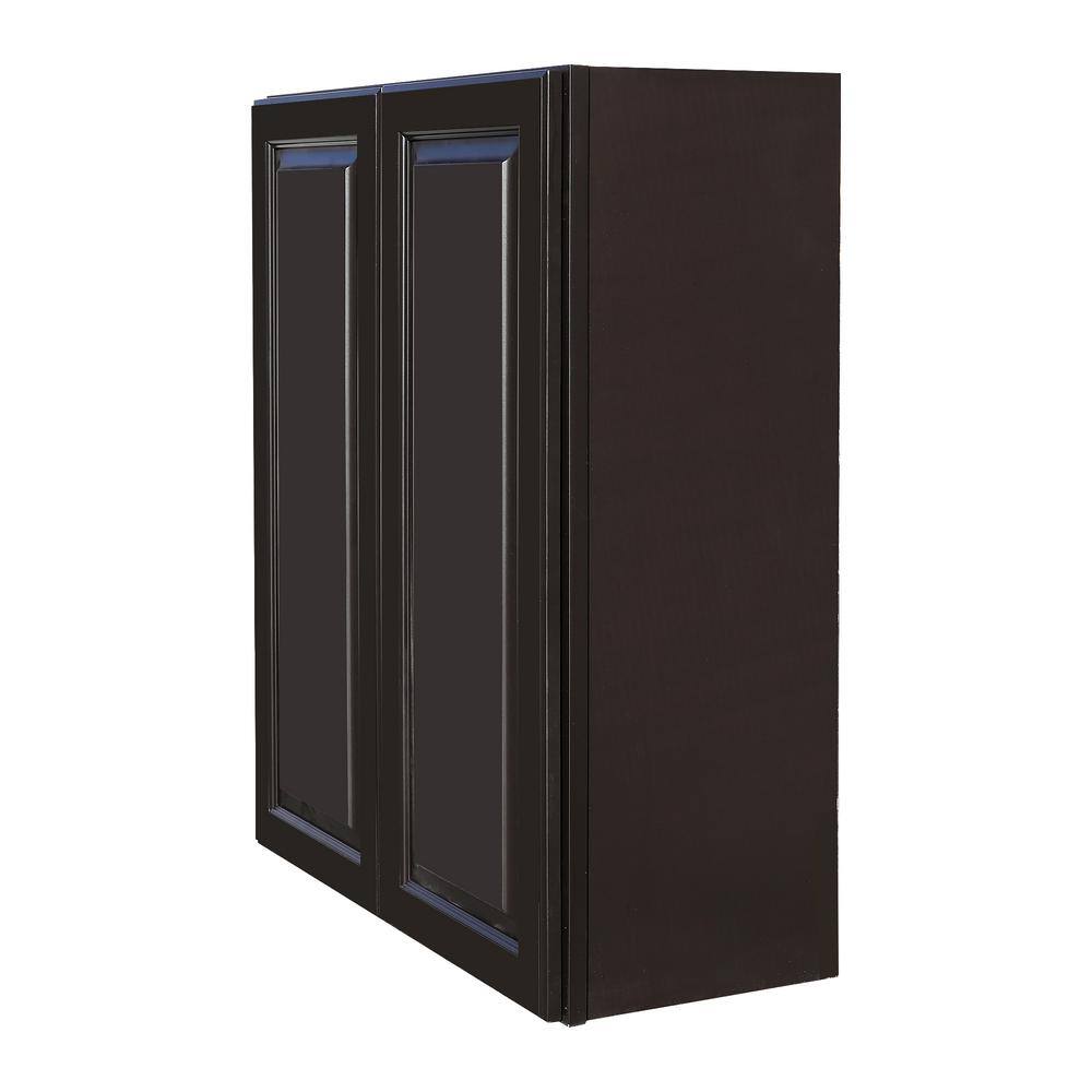 LIFEART CABINETRY LaPort Assembled 30 in. x 36 in. x 12 in. Wall Cabinet with 2 Doors 2 Shelves in Dark Espresso