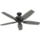 Hunter Newsome 52-in Matte Black Indoor/Outdoor Ceiling Fan, 5-Blade