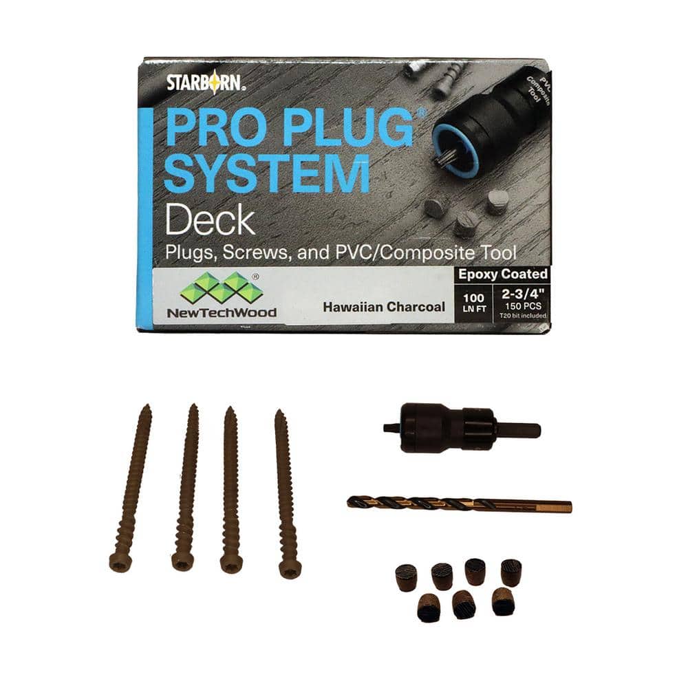 NewTechWood 10 x 2-3/4 in. Epoxy Pro Plug System Drive Flat Undercut100 Ln FT Hawaiian Charcoal (150 -Piece)