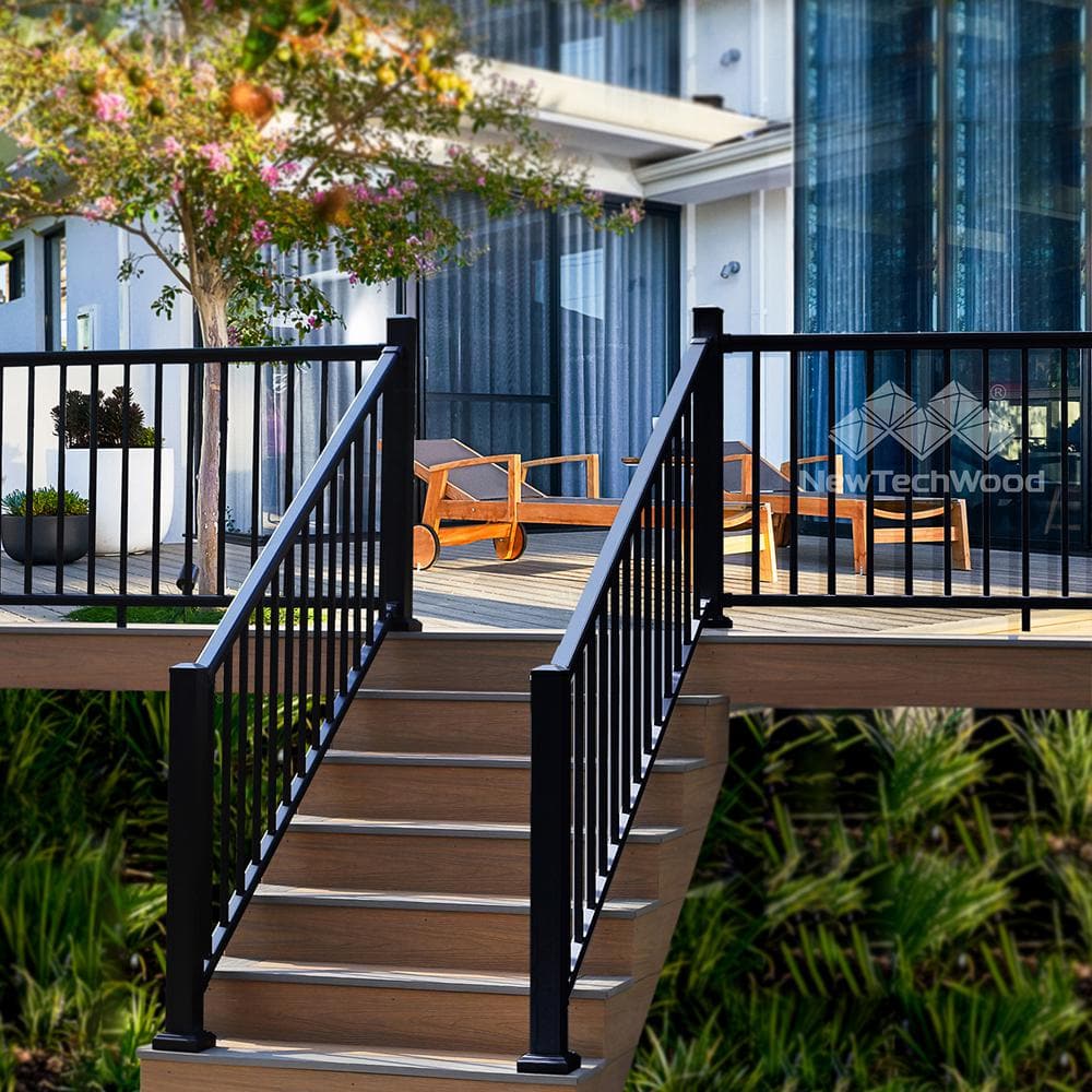 NewTechWood Allure 96 in. x 36 in. Bronze Aluminum Preassembled Stair Railing Kit
