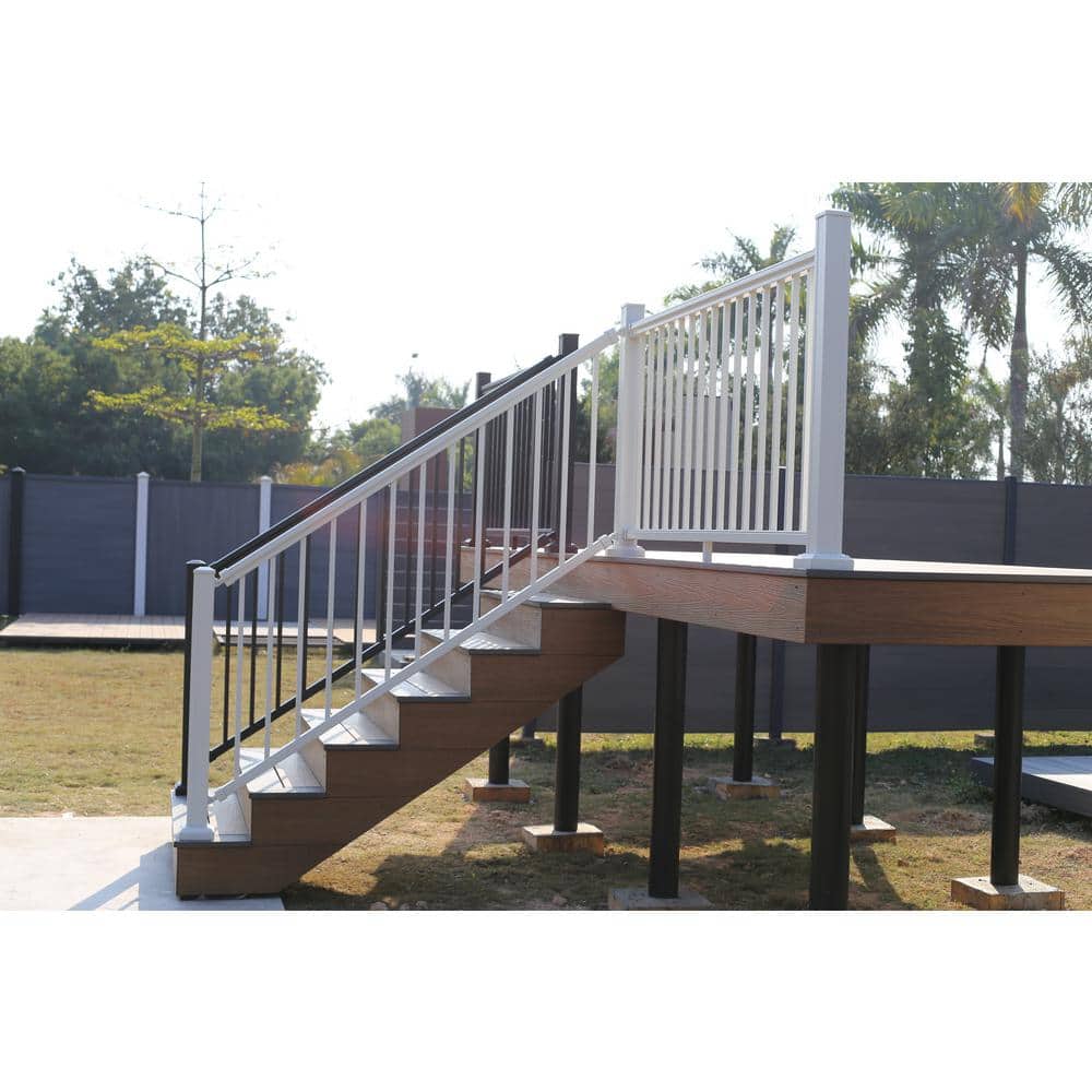 NewTechWood Allure 96 in. x 36 in. White Aluminum Preassembled Stair Railing Kit