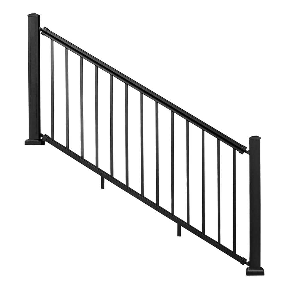 NewTechWood Allure 96 in. x 42 in. Black Aluminum Pre-Assembled Stair Railing Kit