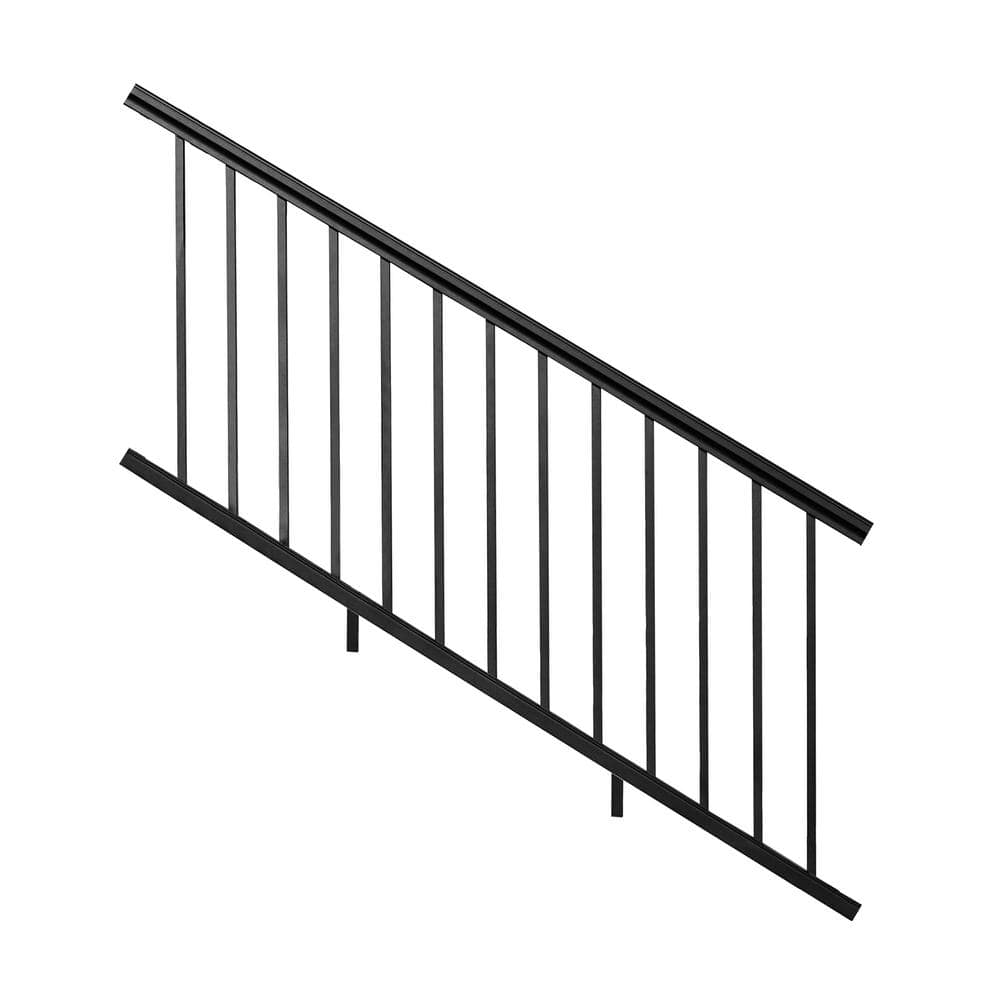 NewTechWood Allure 96 in. x 42 in. Black Aluminum Pre-Assembled Stair Railing Kit