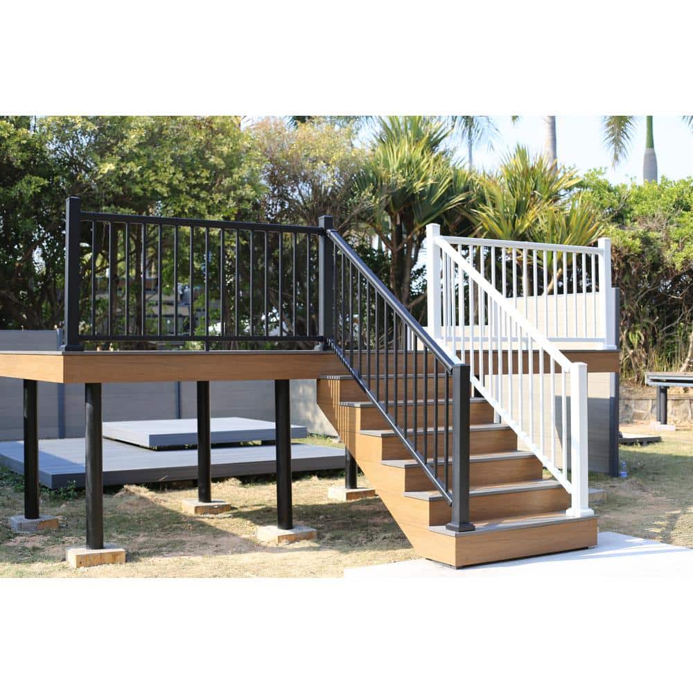 NewTechWood Allure 96 in. x 42 in. Black Aluminum Pre-Assembled Stair Railing Kit