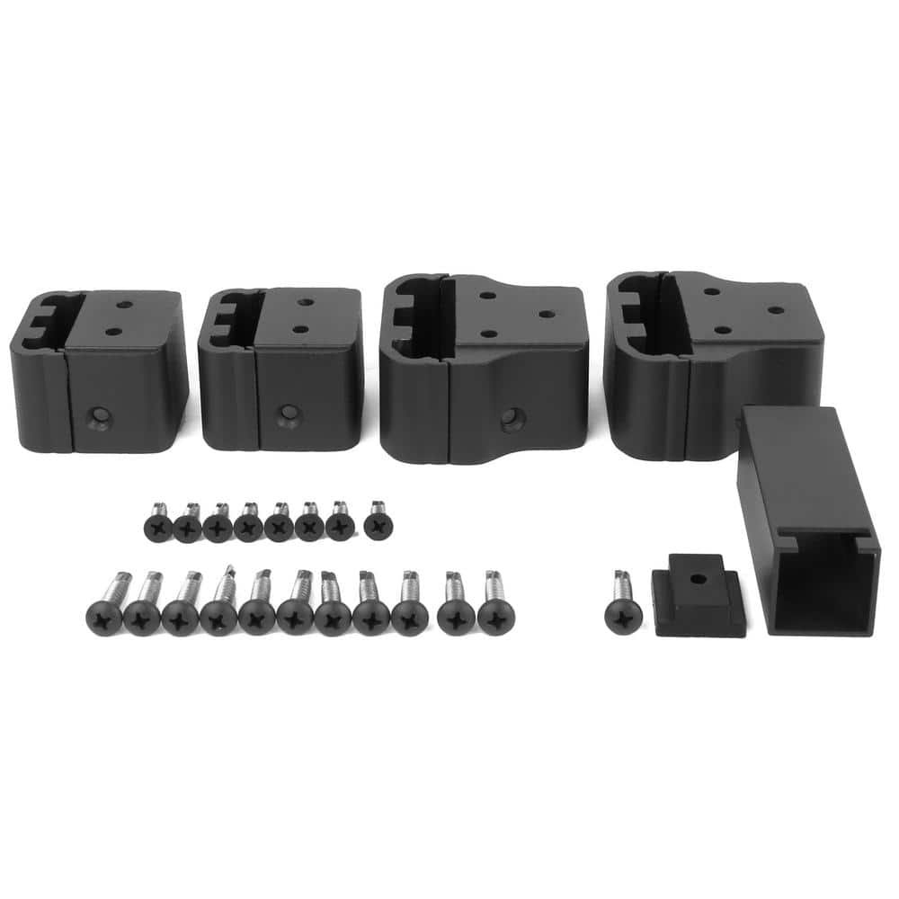 NewTechWood Allure 96 in. x 42 in. Black Aluminum Pre-Assembled Stair Railing Kit