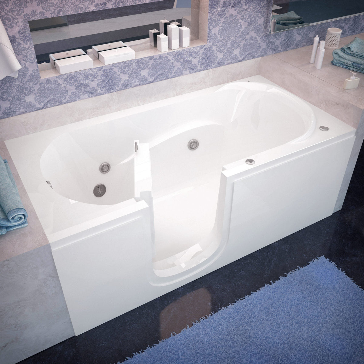 Universal Tubs HD Series 60 in. Right-Drain Step-In Walk-In Whirlpool Bathtub with Low Entry Threshold, White