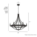 Hunter Perch Point 6-Light Noble Bronze Candlestick Chandelier
