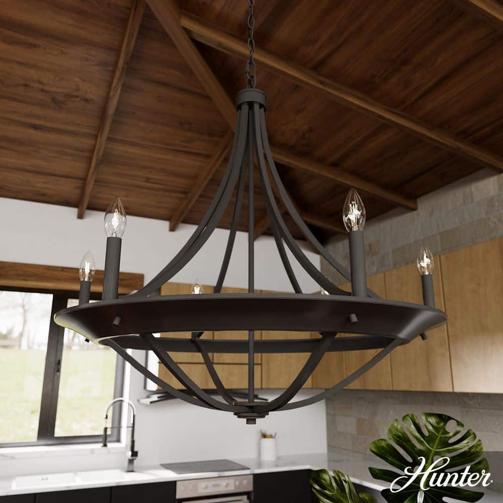 Hunter Perch Point 6-Light Noble Bronze Candlestick Chandelier