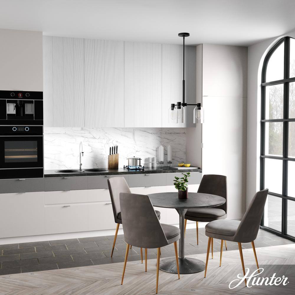Hunter Lochemeade 3 Light Noble Bronze Chandelier with Clear Seeded Glass Shades Kitchen Light