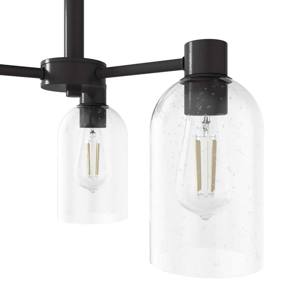 Hunter Lochemeade 3 Light Noble Bronze Chandelier with Clear Seeded Glass Shades Kitchen Light