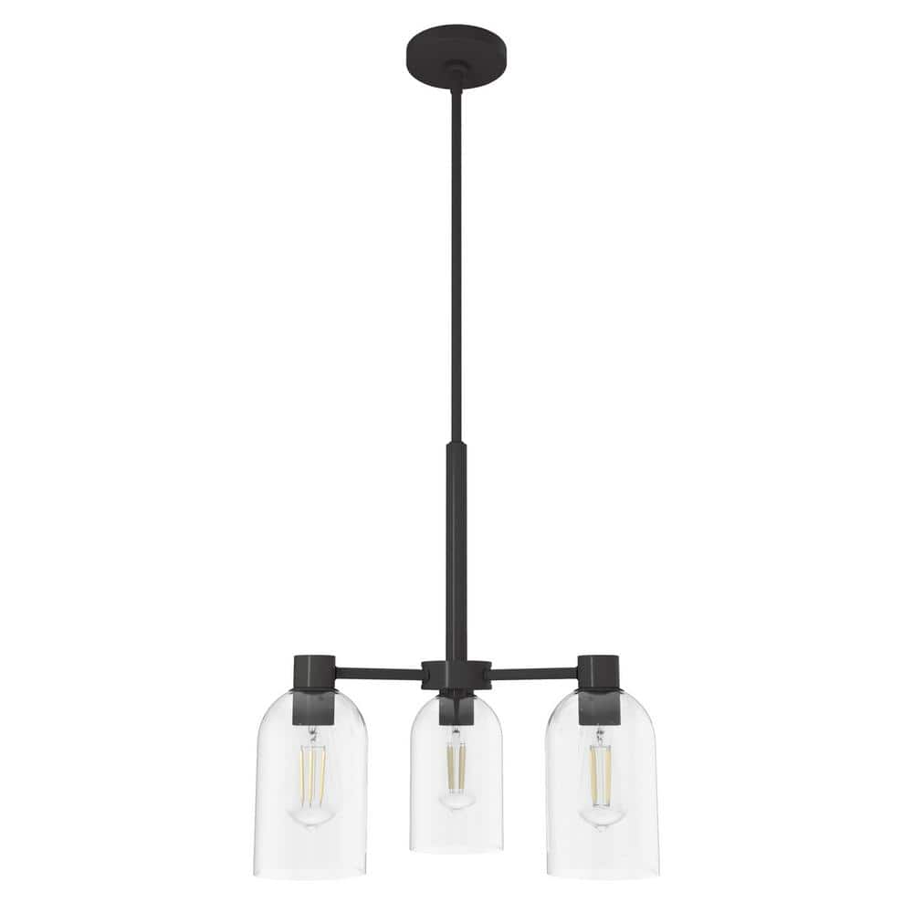 Hunter Lochemeade 3 Light Noble Bronze Chandelier with Clear Seeded Glass Shades Kitchen Light