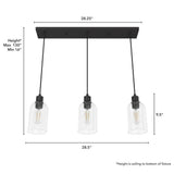 Hunter Lochemeade 3 Light Noble Bronze Shaded Chandelier with Clear Seeded Glass Shades Kitchen Light